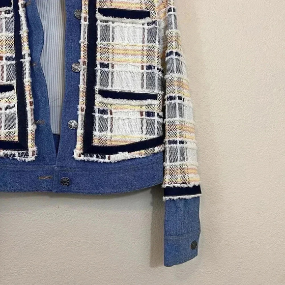 Veronica Beard Santiago Button Front Tweed Denim Jacket Womens Size 0 - Picture 6 of 16